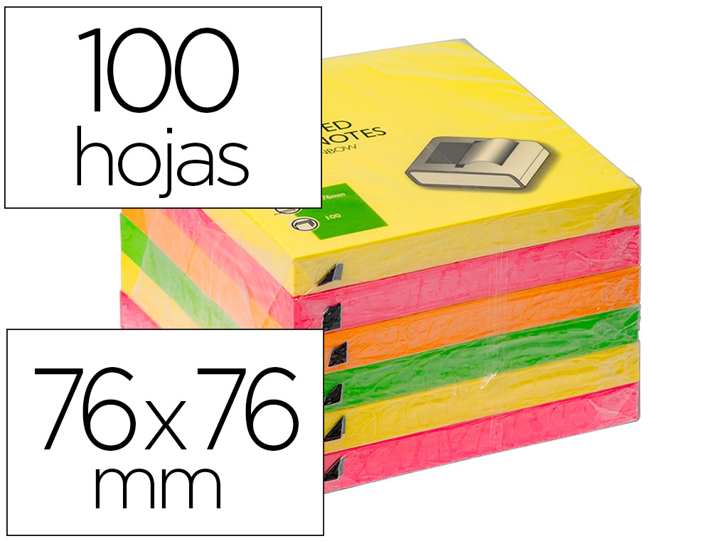 [164162] Bloc de notas adhesivas quita y pon q-connect 76x76 mm colores neon surtidos zig-zag