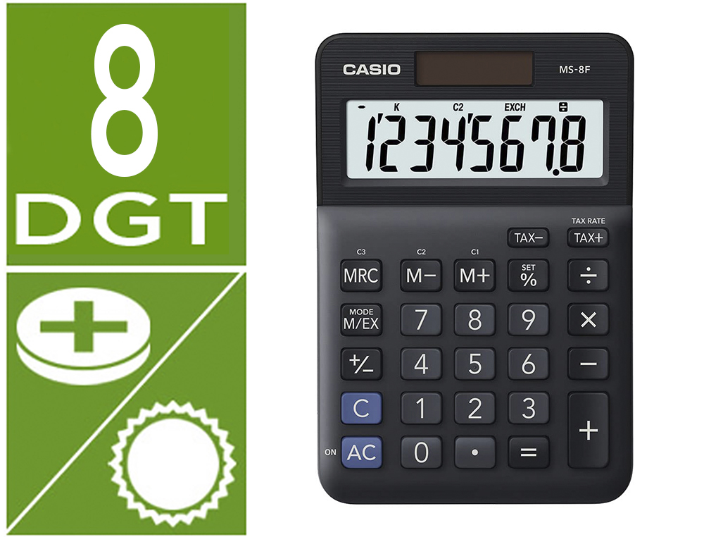 [169250] Calculadora casio ms-8f sobremesa 8 digitos tax +/- color negro