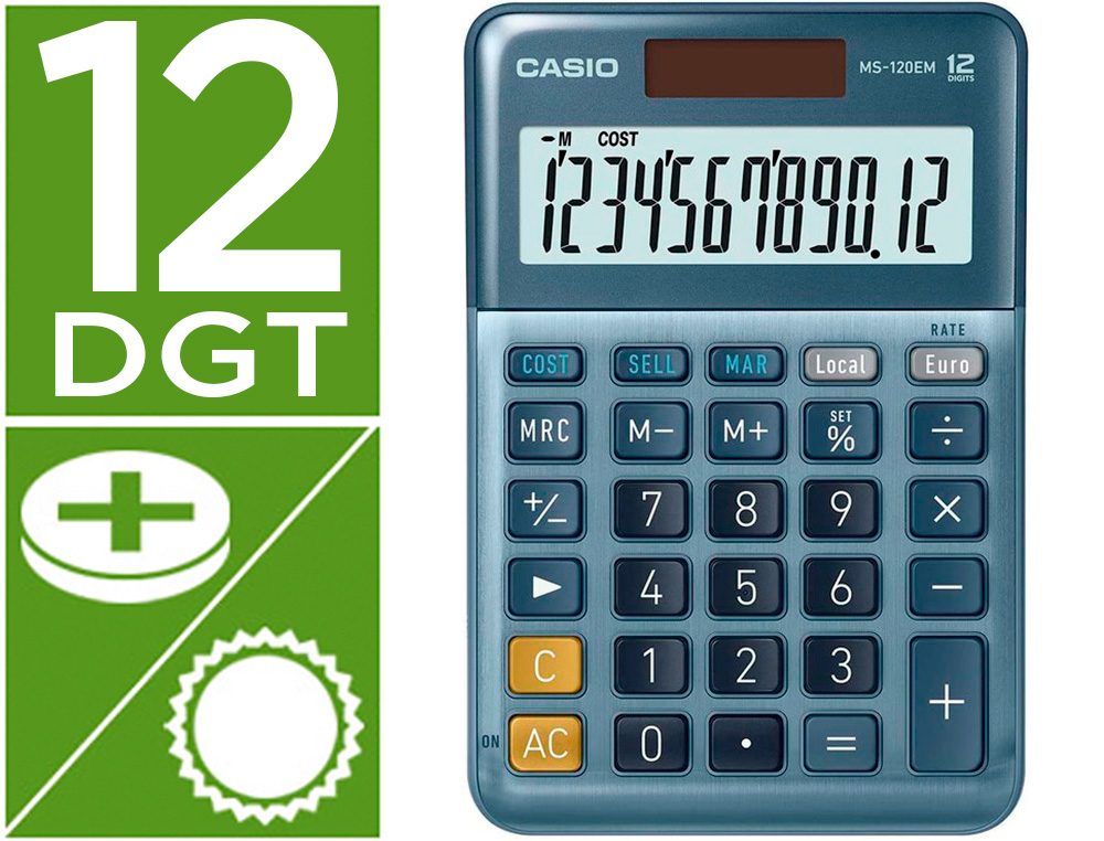 [161931] Calculadora casio ms-120em sobremesa 12 digitos tx +/- color azul