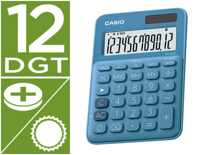 [155210] Calculadora casio ms-20uc-bu sobremesa 12 digitos tax +/- color azul