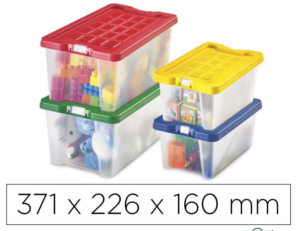 [170844] Caja multiusos faibo transparente con asas y tapa colores capacidad 9,2 l 371x226x160 mm