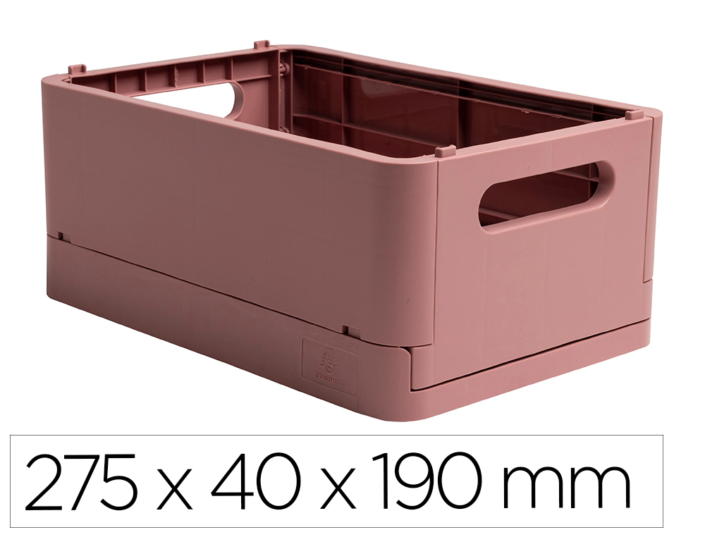 [170779] Caja multiusos exacompta smart case din a5+ plastico reciclado plegable color rosa viejo 275x40x190 mm