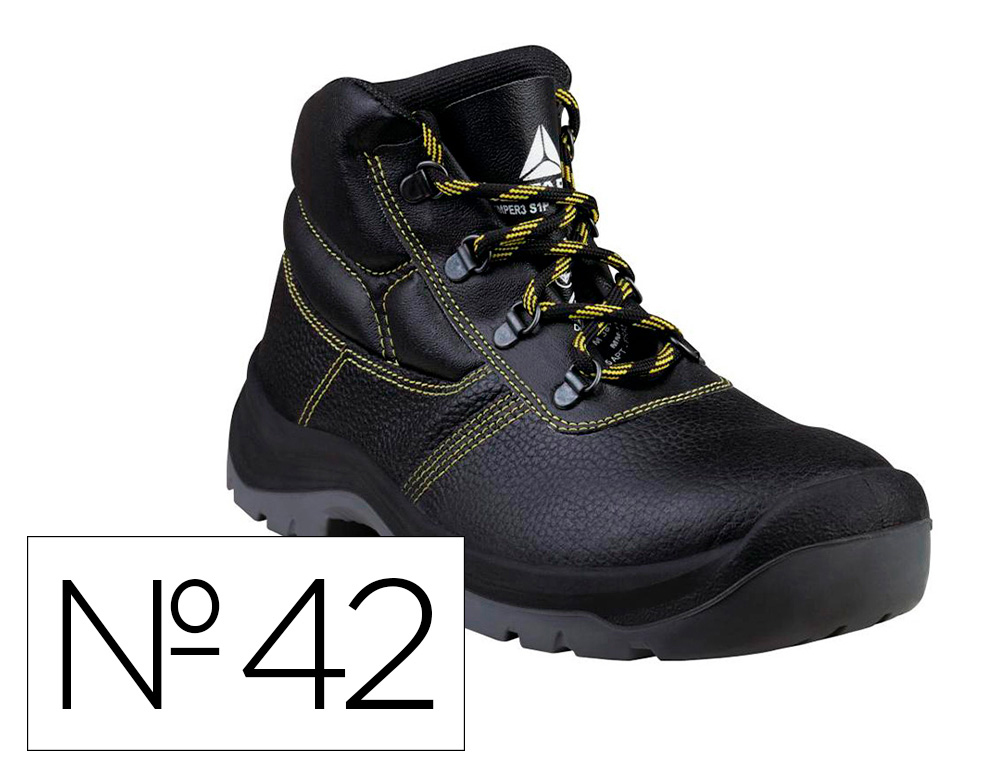 [166764] Botas deltaplus de seguridad piel crupon pigmentada suela pu bi-densidad color negro talla 42