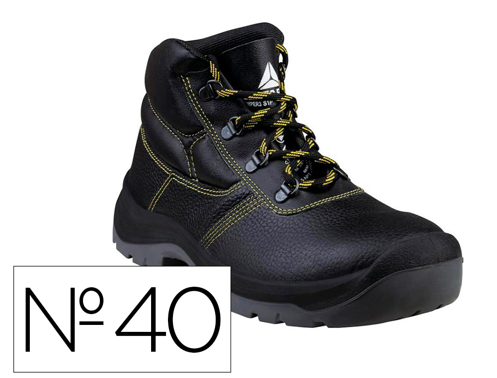 [166762] Botas deltaplus de seguridad piel crupon pigmentada suela pu bi-densidad color negro talla 40