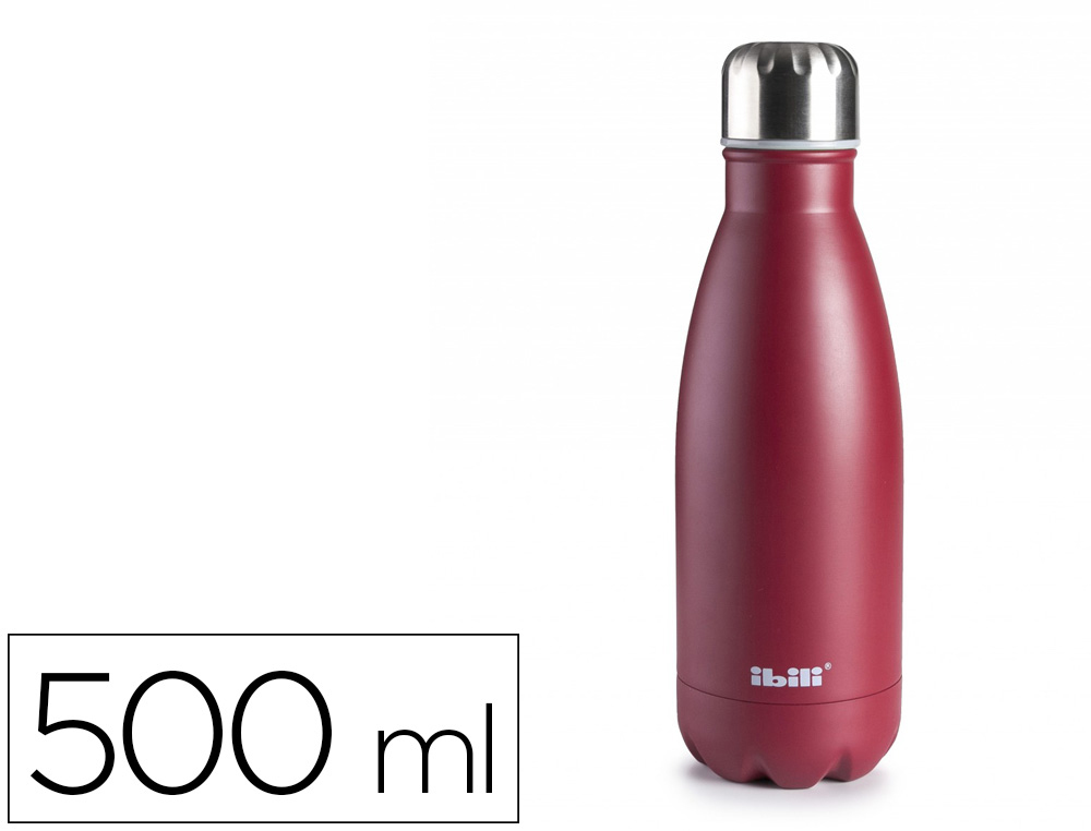 [165279] Botella portaliquidos ibili acero inoxidable termo color granada capacidad 500 ml