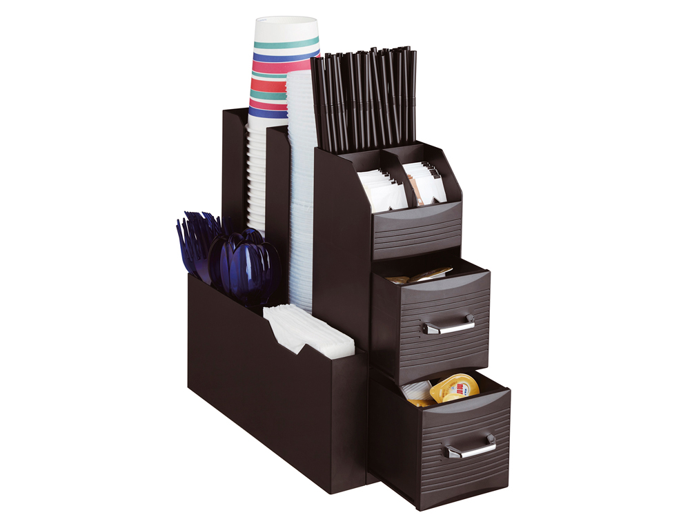 [156147] Organizador archivo 2000 hora del cafe varios compartimentos accesorios cafe polipropileno negro