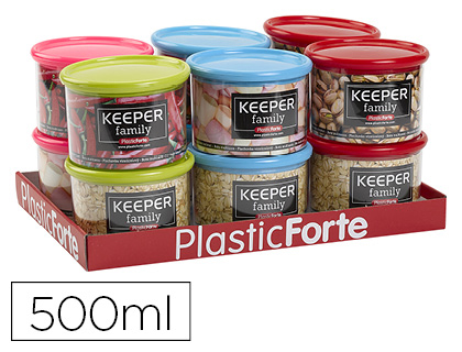 [154506] Bote multiusos plastico 500 ml con tapa de color 110x110x80 mm