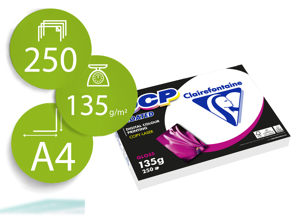 [169677] Papel fotocopiadora color dcp coated glossy din a4 135 gramos paquete 250 hojas