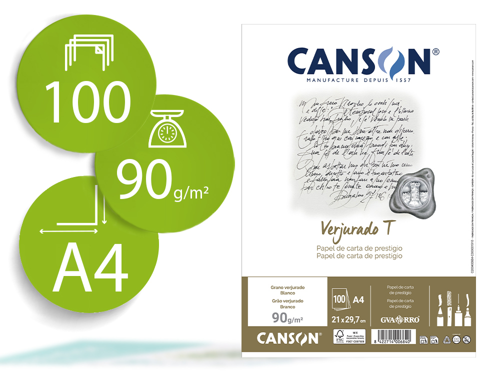 [97850] Papel torreon blanco a4 90 gr paquete de 100 hojas