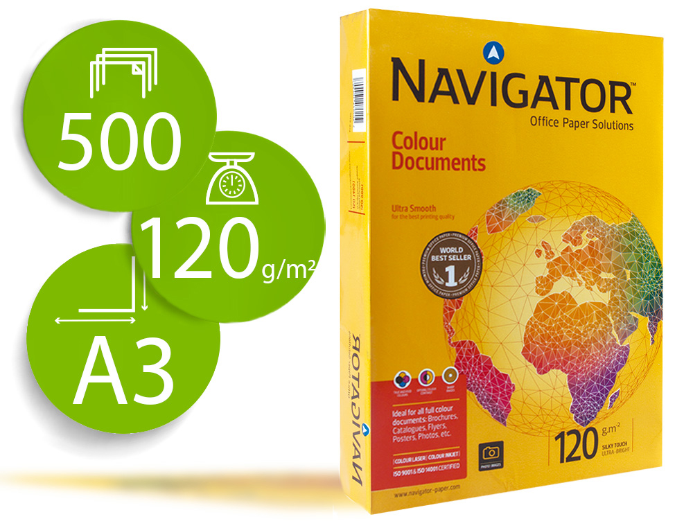 [54998] Papel fotocopiadora navigator din a3 120 gramos paquete de 500 hojas