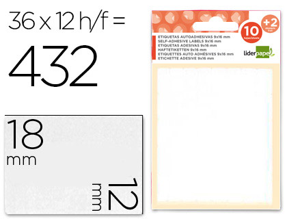 [35488] Etiquetas liderpapel sobre de 10 h. + 2 h. obsequio 12x18 mm -36 unidades por hoja