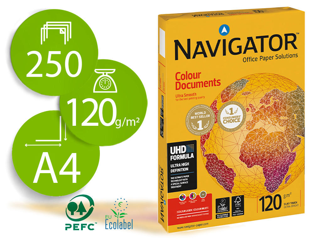 [28316] Papel fotocopiadora navigator din a4 120 gramos paquete de 250 hojas