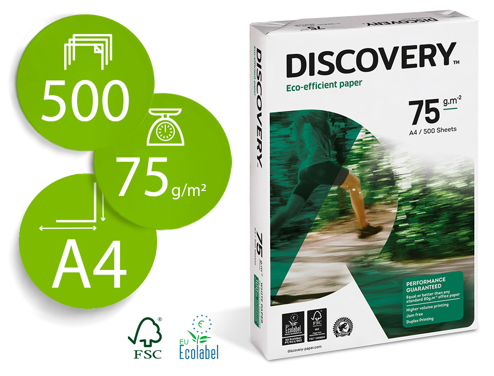 [28240] Papel fotocopiadora discovery din a4 75 gramos papel multiuso ink-jet y laser paquete de 500 hojas