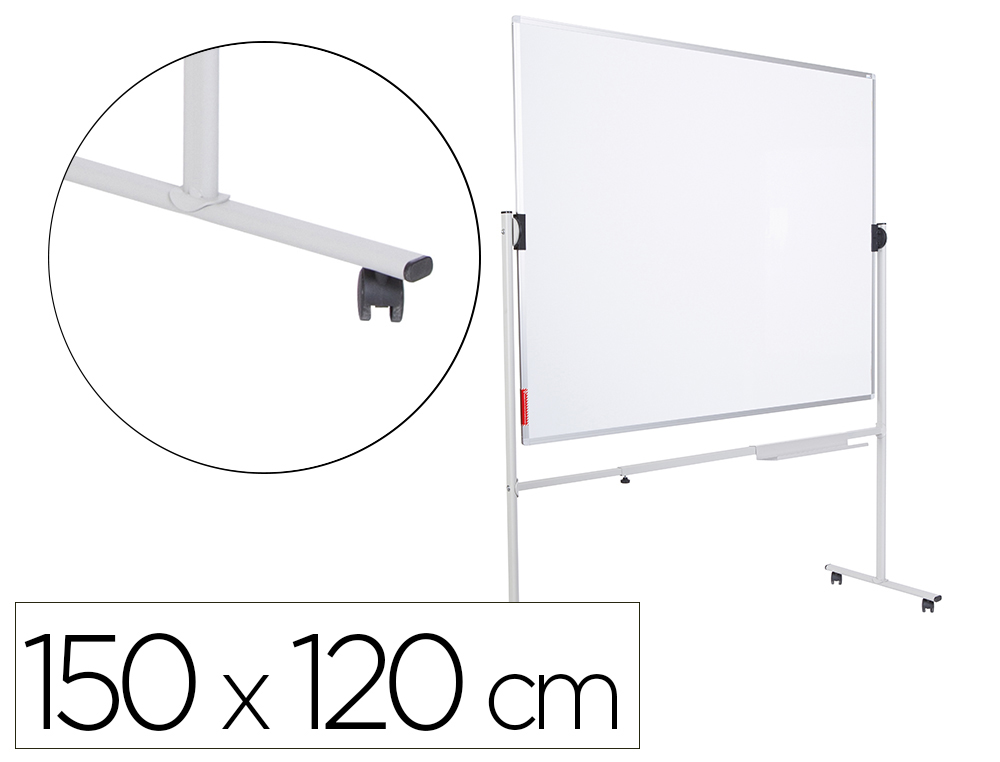 [167798] Pizarra blanca rocada volteable doble cara magnetica acero lacado 150x120 cm