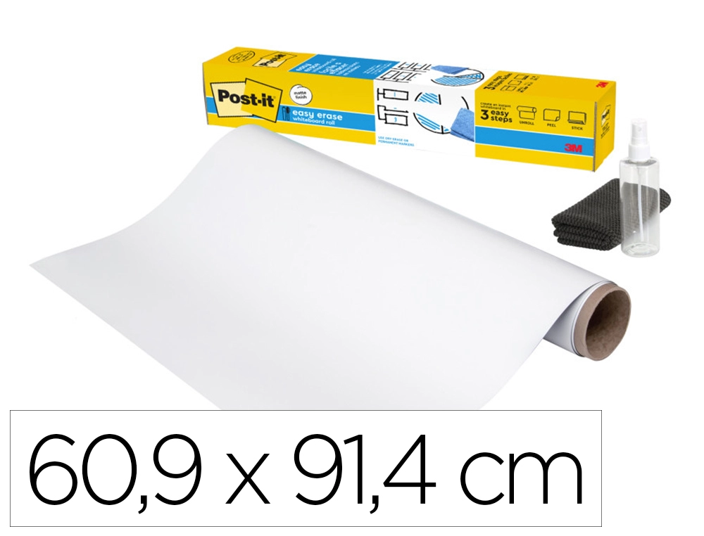 [166189] Pizarra blanca post-it super sticky flex adhesiva removible rollo 60,9x91,4 cm