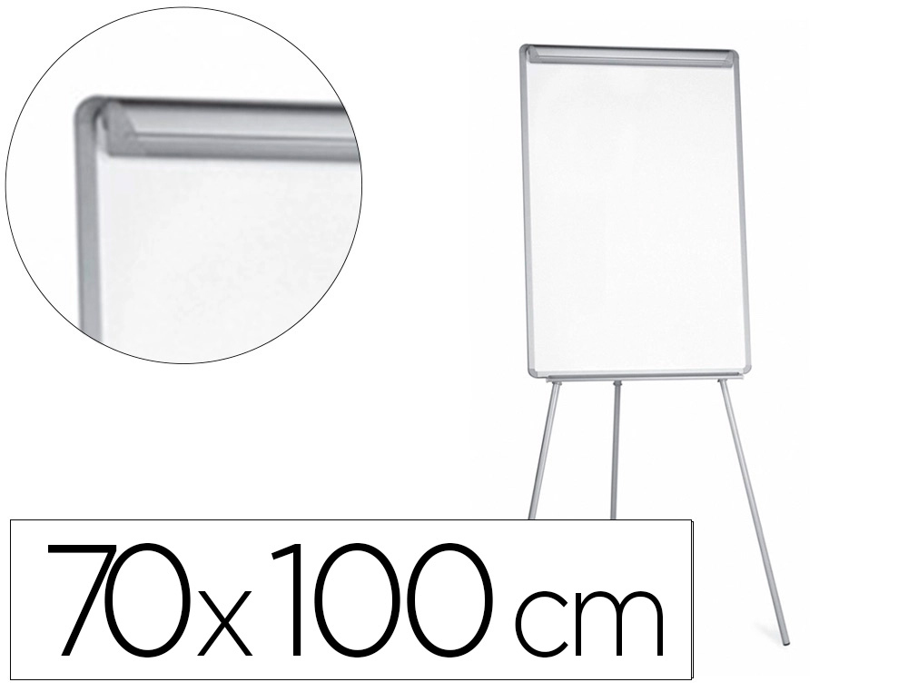 [38183] Pizarra blanca q-connect con tripode 90x70x195cm y brazos extensibles para conferencias superficie laminada