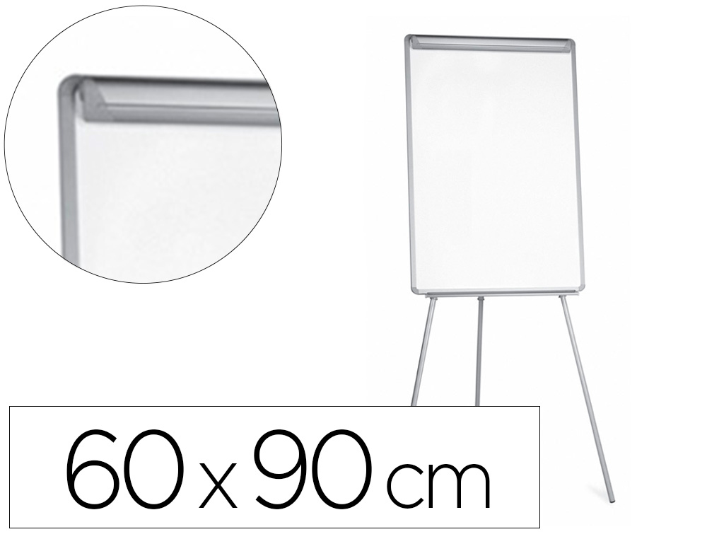 [38179] Pizarra blanca q-connect con tripode 90x60x195cm para convenciones superficie laminada escritura directa