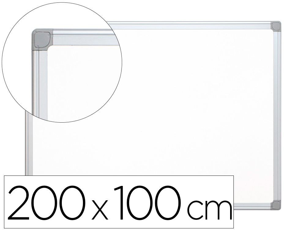[33672] Pizarra blanca q-connect laminada marco de aluminio 200x100 cm