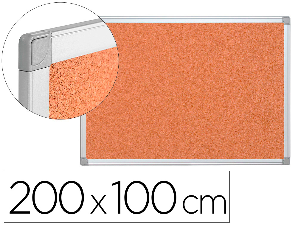 [33668] Pizarra corcho q-connect marco de aluminio 200x100 cm extra corcho 5 mm