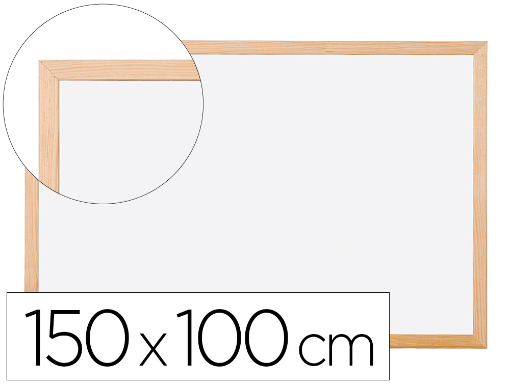 [13284] Pizarra blanca q-connect laminada marco de madera 150x100 cm