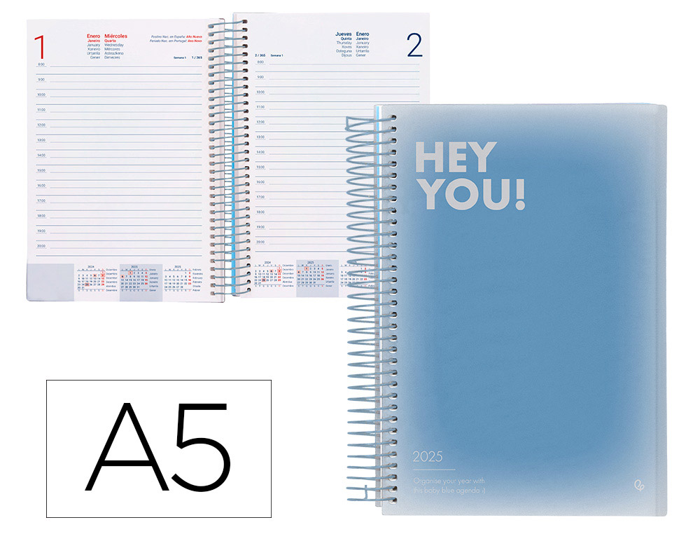 [170407] Agenda espiral liderpapel gazi a5 2025 dia pagina color azul papel 70 gr