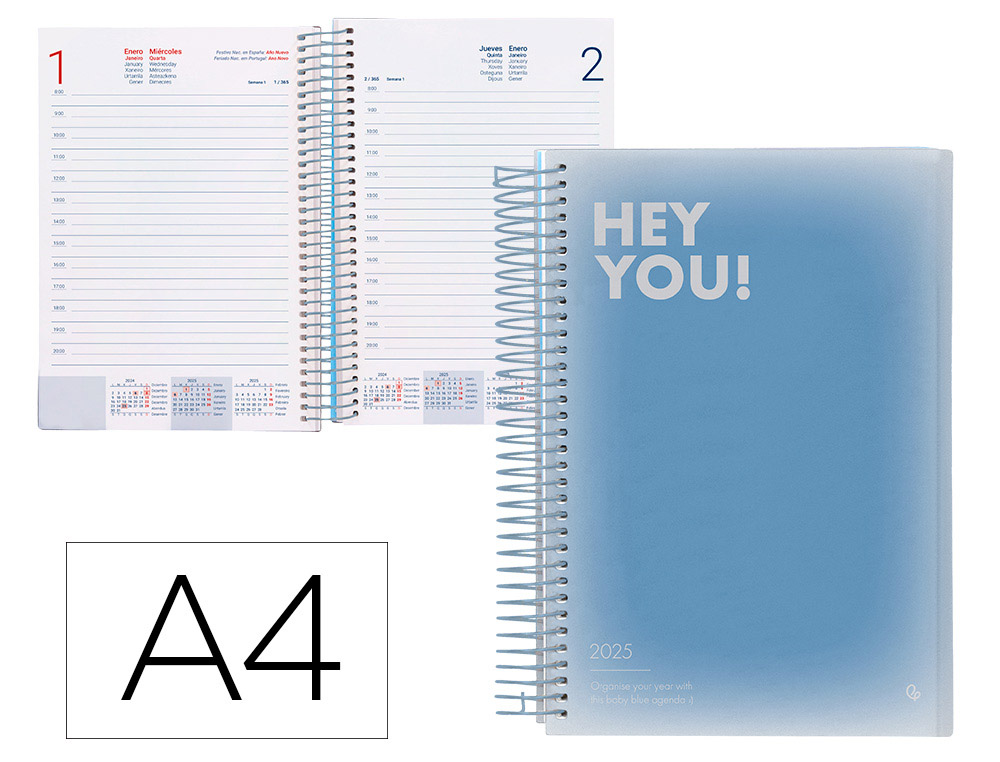 [170403] Agenda espiral liderpapel gazi a4 2025 dia pagina color azul papel 70 gr