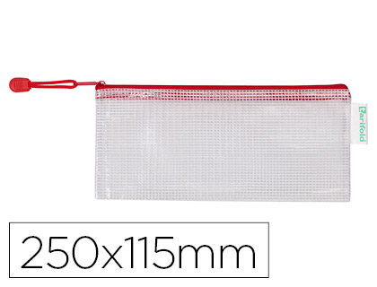 [152483] Bolsa multiusos tarifold pvc 250x115 mm apertura superior con cremallera portaboligrafo y correa color rojo