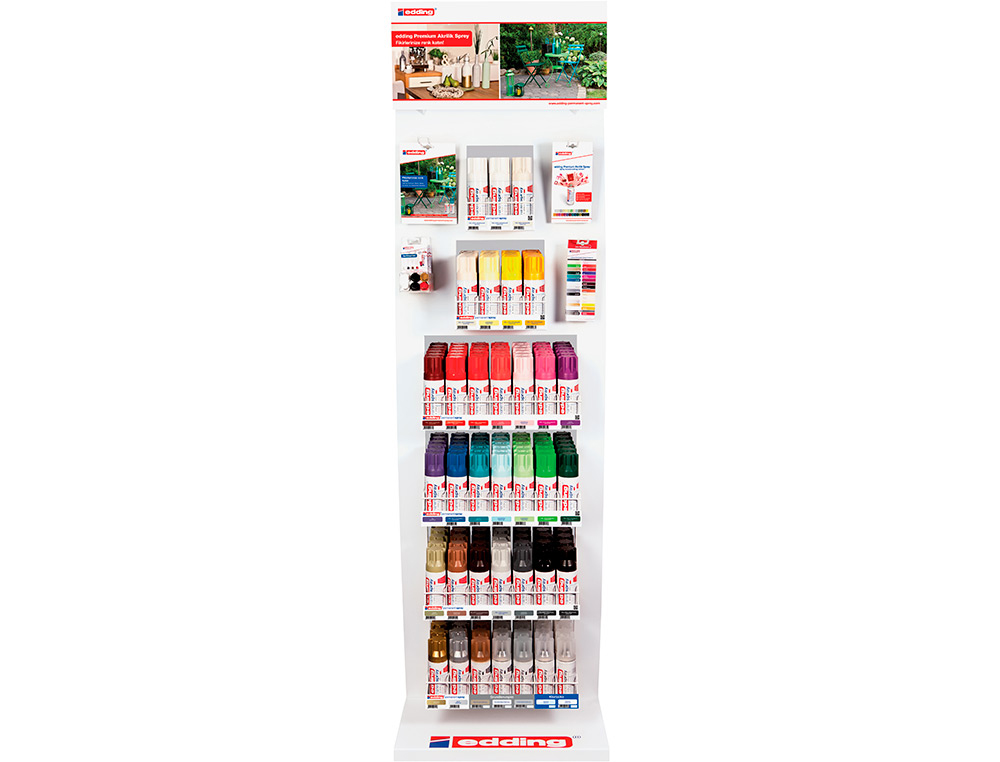 [164491] Pintura acrilica edding 5200 permanente spray bote 200 ml expositor de 24 unidades colores surtidos