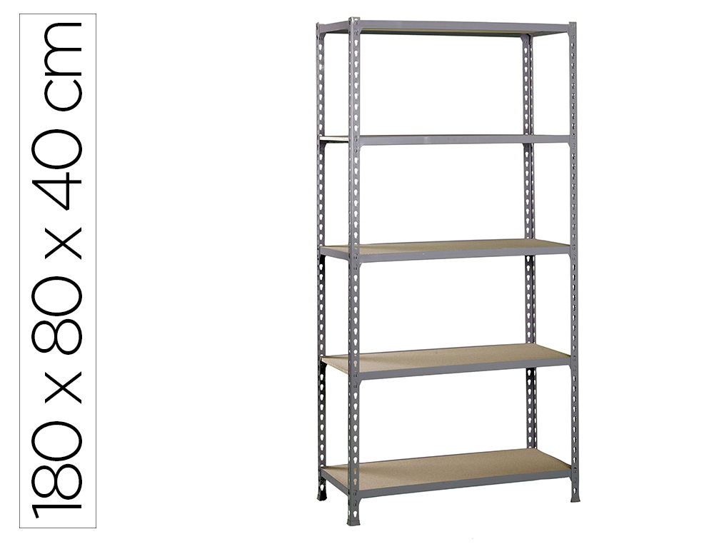 [169248] Estanteria metalica simonrack kit maderclick mini 5/400 color gris/madera 5 estantes 150 kg por estante 180x80x40cm