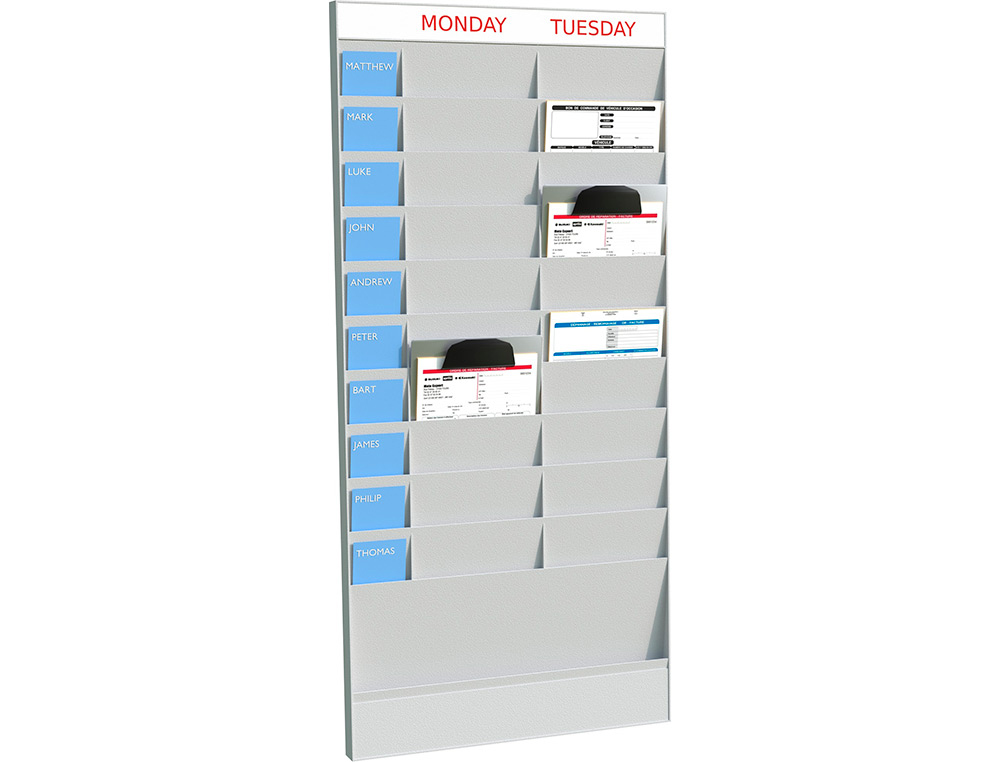 [167761] Expositor mural paperflow din a4 20 casillas modulo base color gris
