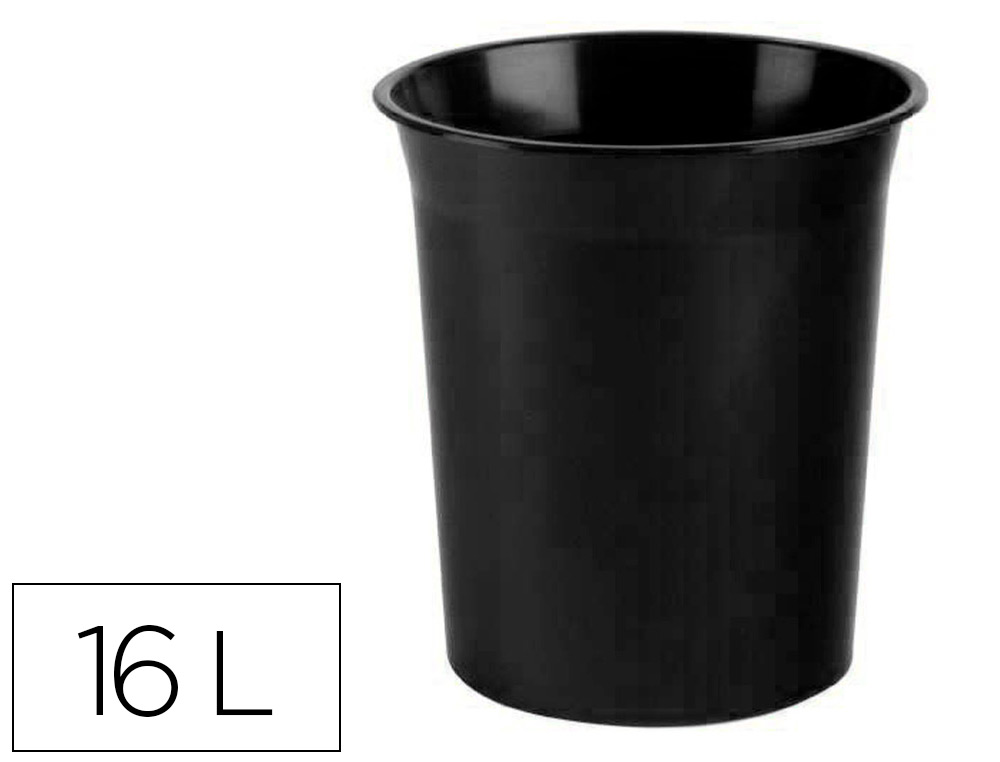 [159819] Papelera plastico archivo 2000 antimicrobiana sanitized plastico negro 18 litros 290x310 mm
