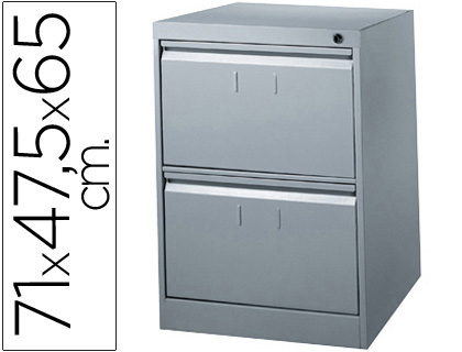 [43210] Fichero cajones de suelo metalico de 2 cajones 71cm alto,65cm prof,47,5 anchocolor gris n.1375 antivuelco