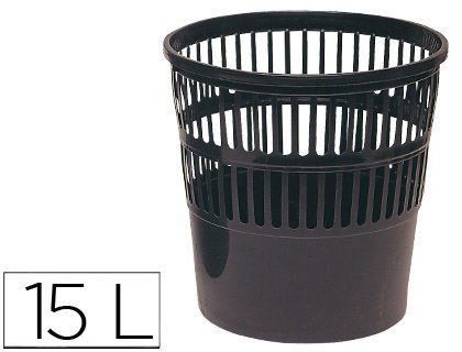 [20342] Papelera plastico q-connect 15 litros rejilla color negro 285x290 mm