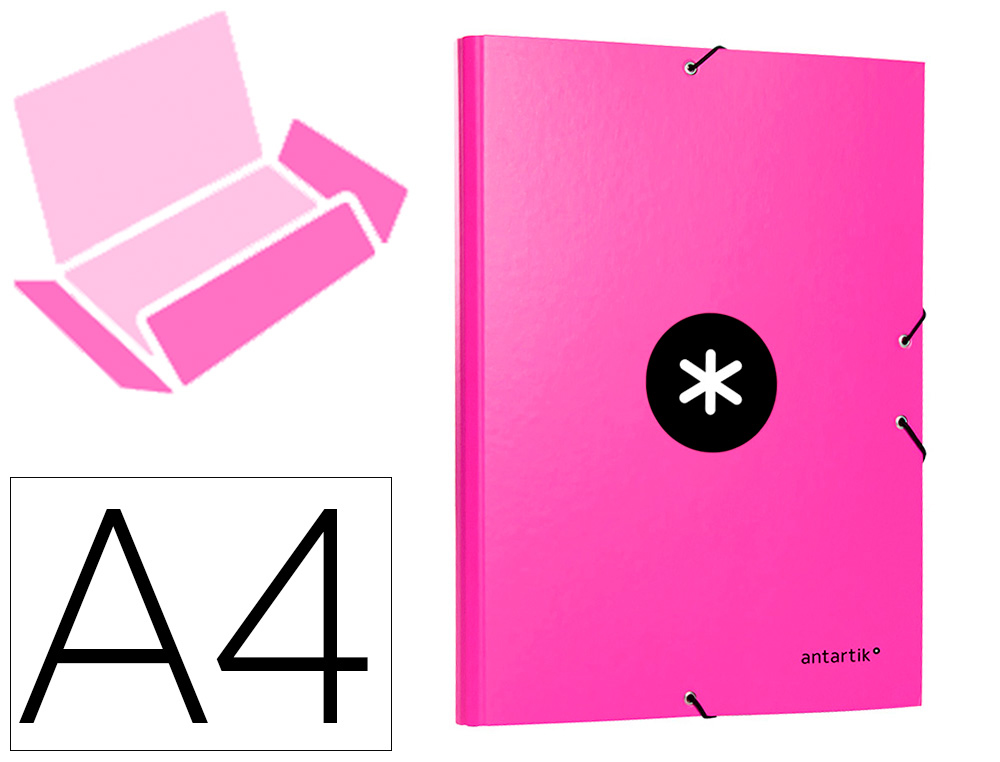 [None] Carpeta antartik gomas a4 3 solapas carton forrado color rosa