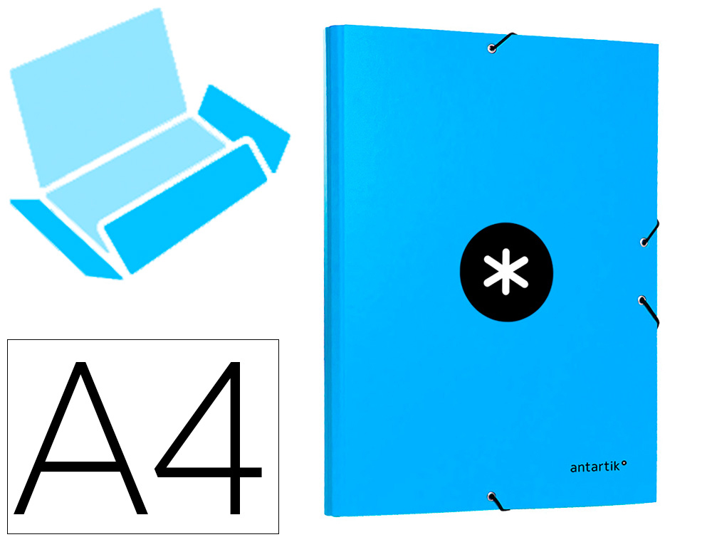 [None] Carpeta antartik gomas a4 3 solapas carton forrado color azul