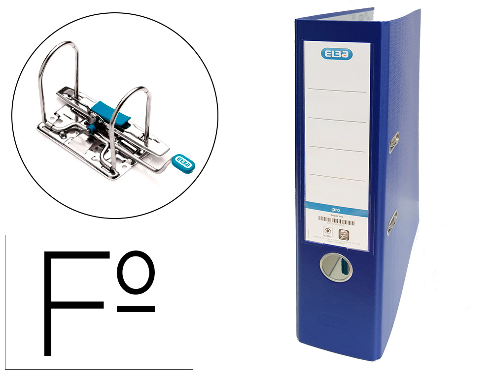 [10233] Archivador de palanca elba carton forrado pvc con rado top folio lomo 80 mm azul