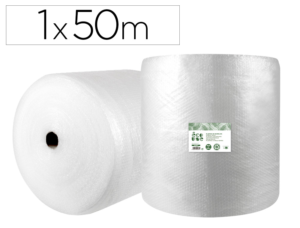 [None] Plastico burbuja liderpapel ecouse 1x50m 30% de plastico reciclado