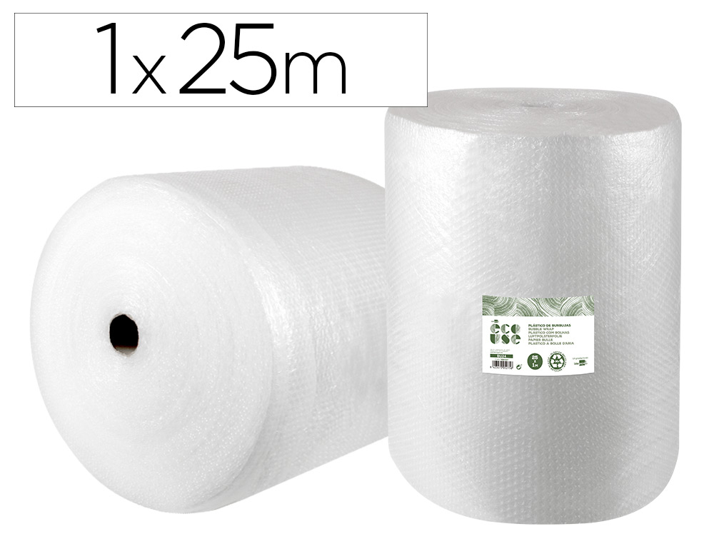[10421] Plastico burbuja liderpapel ecouse 1x25m 30% de plastico reciclado