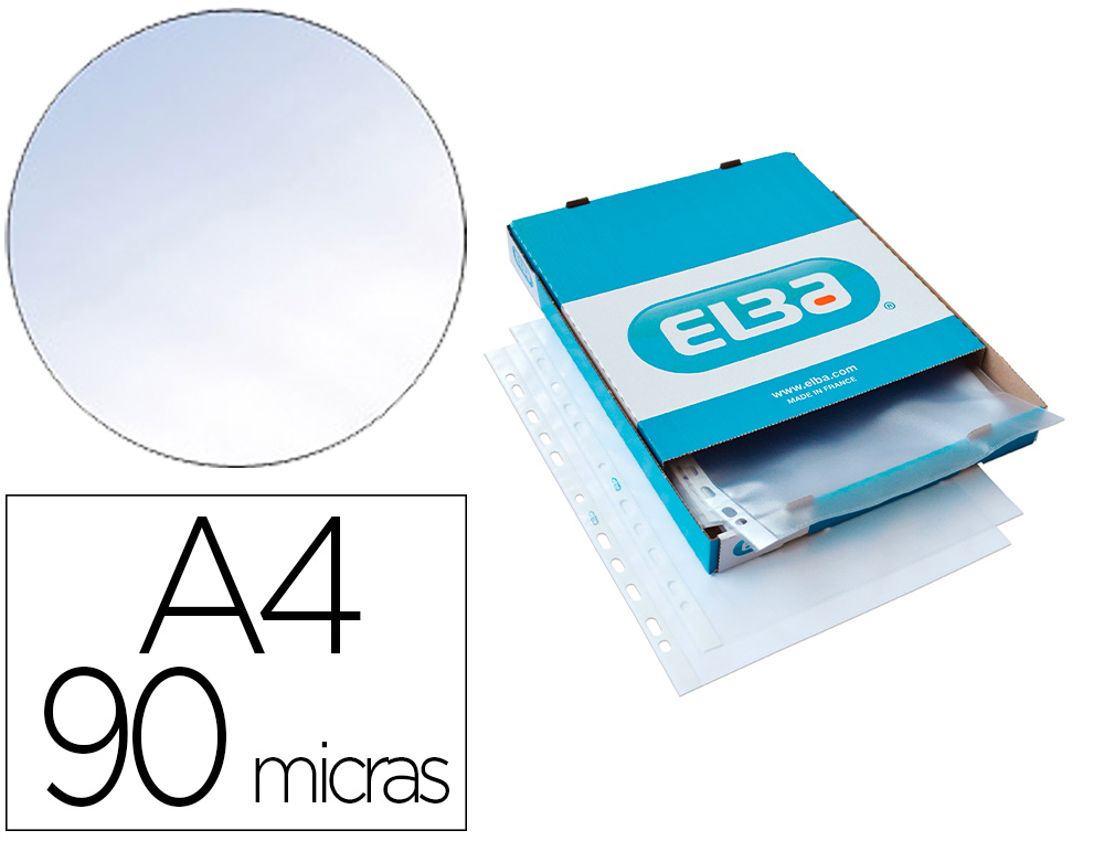 [None] Funda multitaladro elba standard din a4 90 micras piel naranja caja de 100 unidades