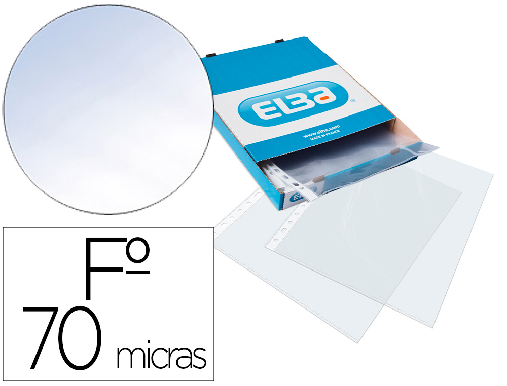 [10245] Funda multitaladro elba standard folio 70 micras cristal caja de 100 unidades