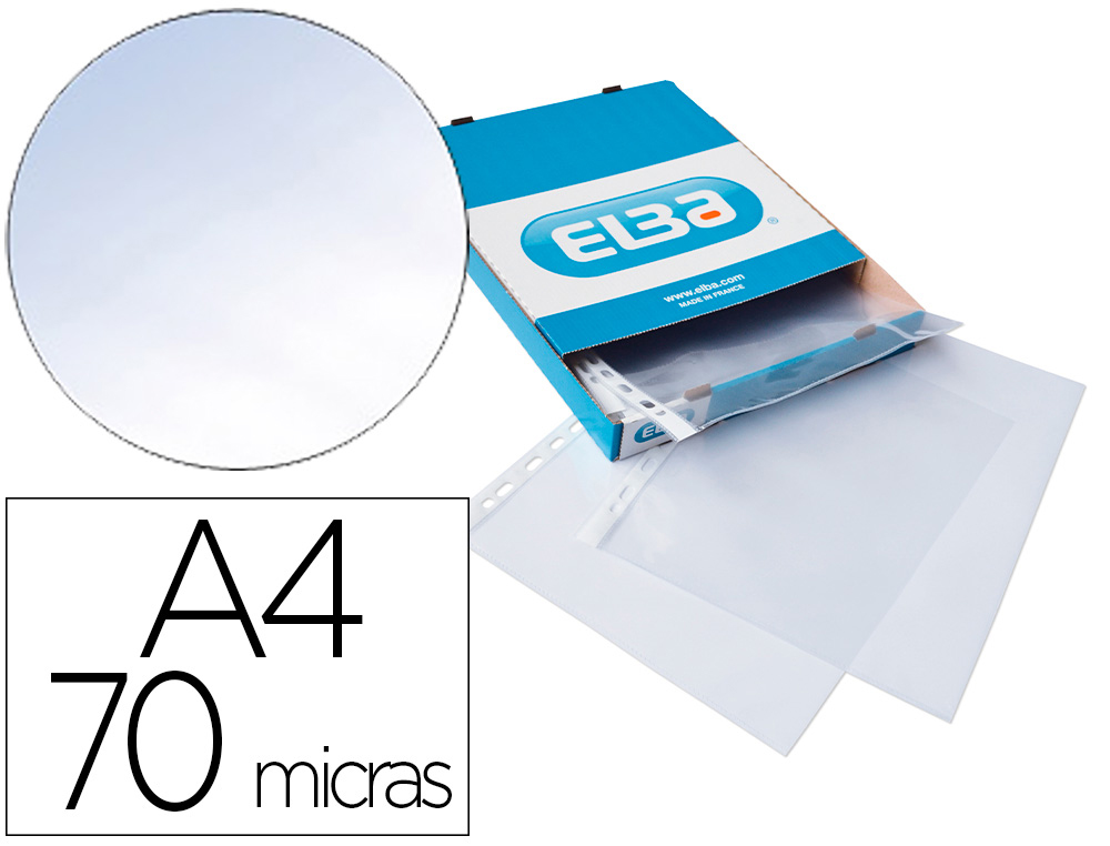 [10246] Funda multitaladro elba standard din a4 70 micras cristal caja de 100 unidades