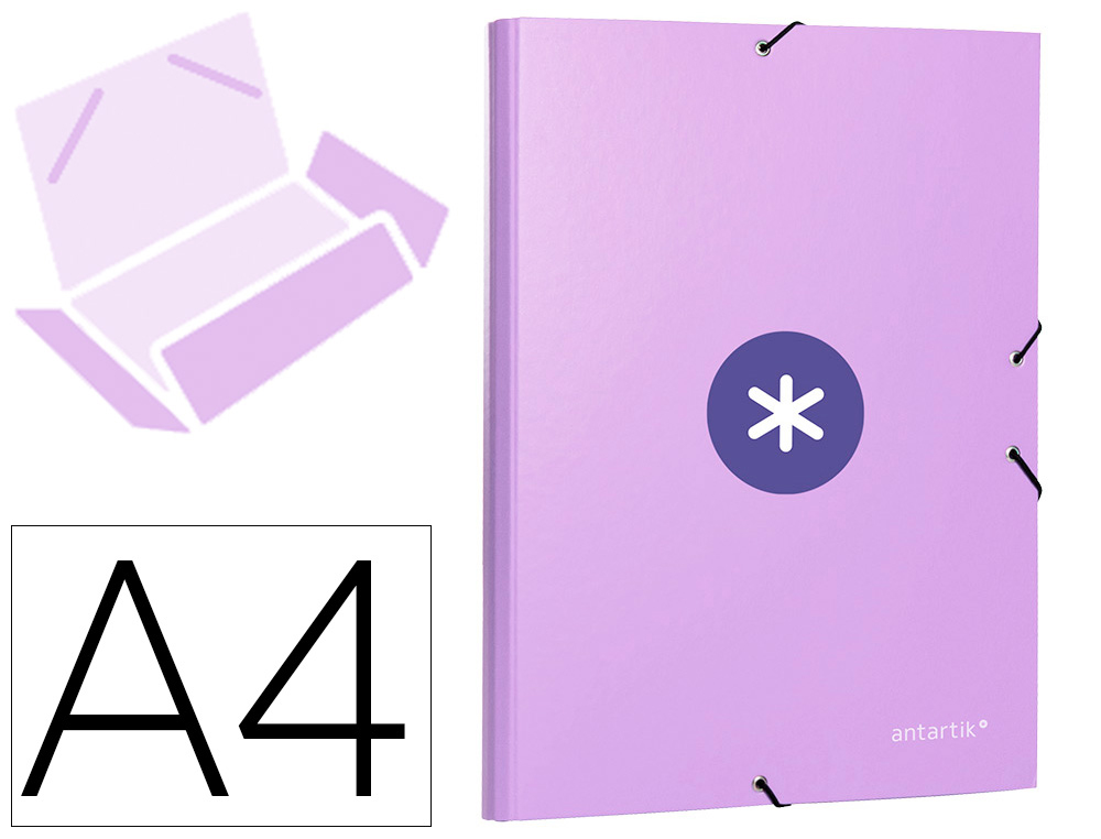 [None] Carpeta antartik gomas a4 3 solapas carton forrado color lavanda