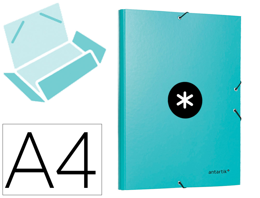 [10372] Carpeta antartik gomas a4 3 solapas carton forrado color menta