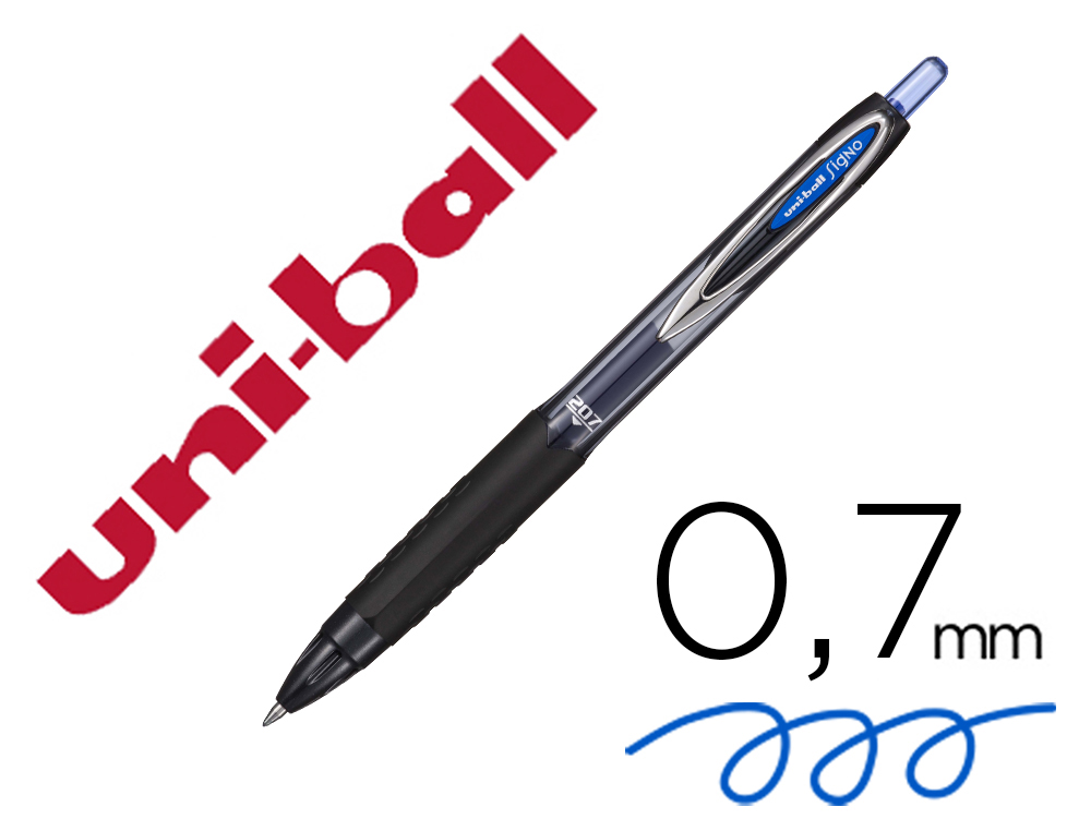 [75338] Boligrafo uni-ball signo 207e retractil 0,7 mm color azul