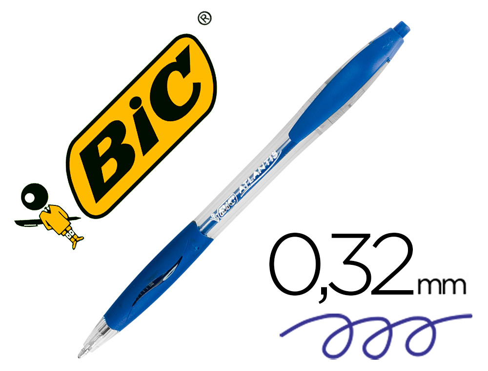[71780] Boligrafo bic atlantis azul retractil tinta aceite punta de 1 mm