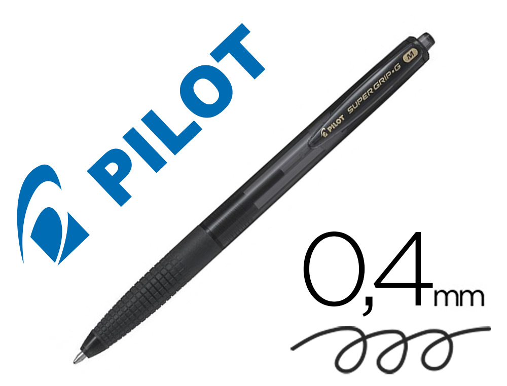[68799] Boligrafo pilot super grip g negro retractil sujecion de caucho tinta base de aceite
