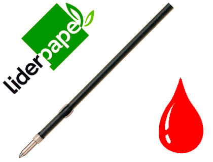 [68792] Recambio boligrafo liderpapel gummy touch retractil 1,0 mm tinta roja bolsa de 10 unidades