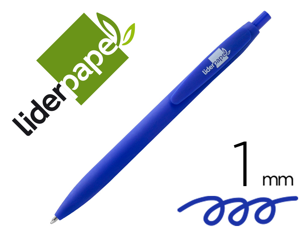 [68782] Boligrafo liderpapel soft touch retractil 1 mm tinta azul