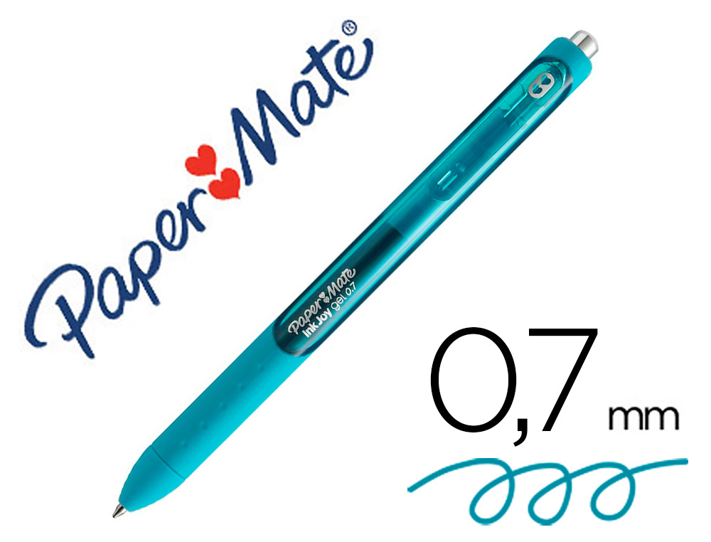 [64341] Boligrafo paper mate inkjoy retractil gel pen trazo 0,7 mm verde azulado