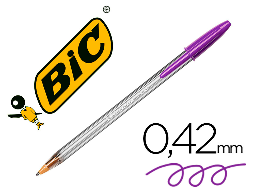 [62797] Boligrafo bic cristal fun morado punta 1,6 mm